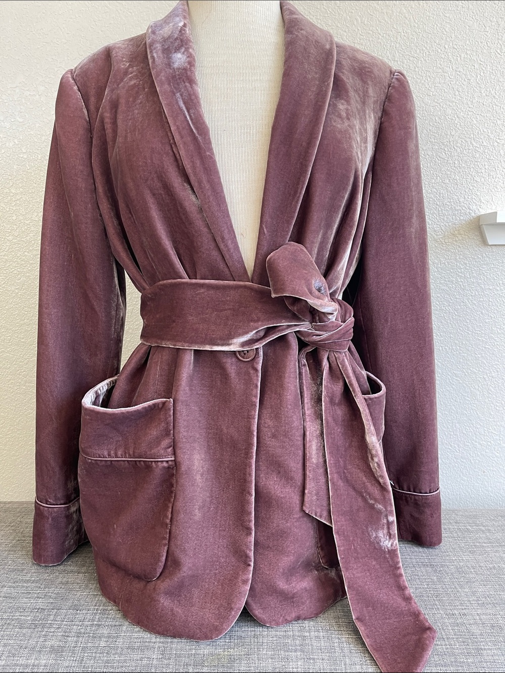 Ted Baker Dusty Mauve Velvet Tie-Waist Robe Jacket
